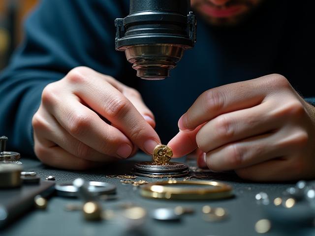 小さな時計部品を修理している熟練した時計職人